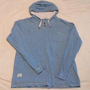 Bald Head Blues nautical blue & white striped hoode pull over,M,100% pim…